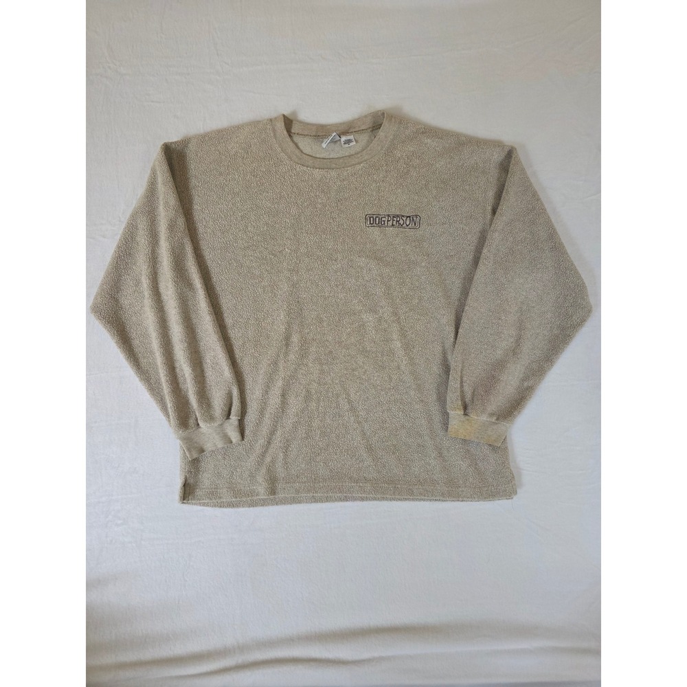 Vintage Crewneck Sweatshirt Dog Person‎ Boucle Pullover Medium Grey Dog Lover